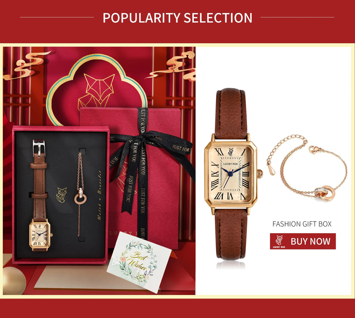 Fashion Retro Square Leather Strap Quartz Watch for Women