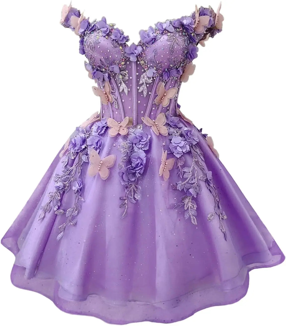 Butterfly Short Off Shoulder Prom Dress for Teens