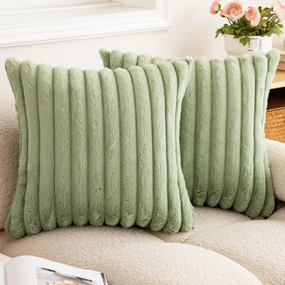 Faux Rabbit Fur Square Cushion Cover Solid Color