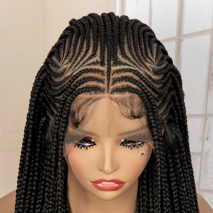 Synthetic Full Lace Cornrow Braided Wig for Black Women