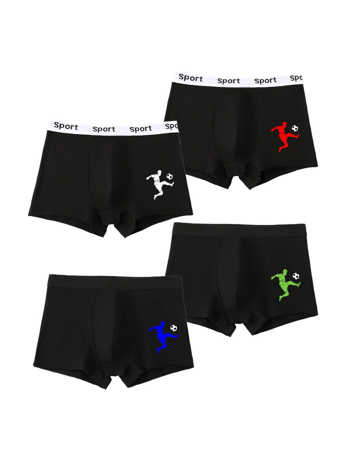 Boys Cotton Boxers with Letter Print 4-Pack