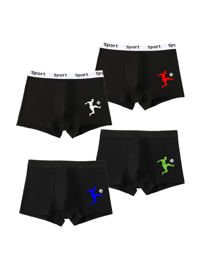 Boys Cotton Boxers with Letter Print 4-Pack