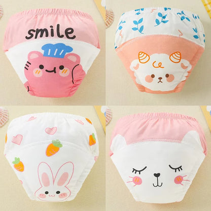 4PCS Reusable Cotton Baby Diapers for Potty Training