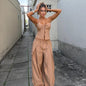 Corset Cami Two Piece Set with Pleated Wide Leg Pants