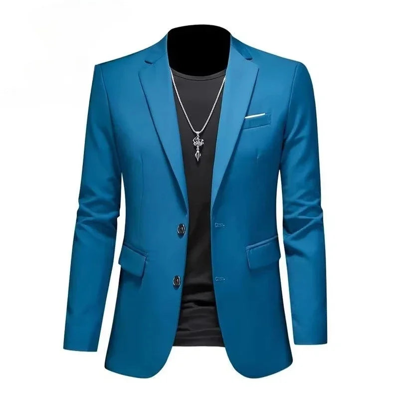 Men's White Formal Suit Jacket with Long Sleeves