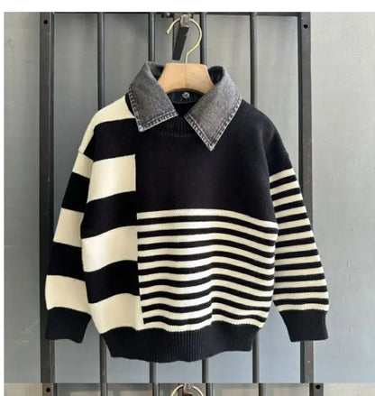 Boys Pullover Sweater Thick Knitwear Cotton Polyester