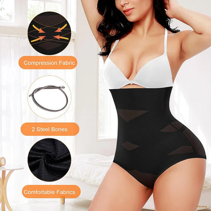 High Waisted Body Shaper Control Panties Black Beige