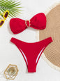 Bandeau Push-Up Bikini Set with Brazilian Thong