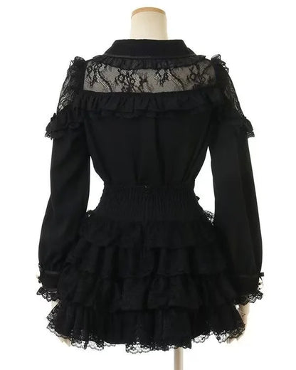 Japanese Sweet Lolita Mini Skirt Women Retro Lace Skirt