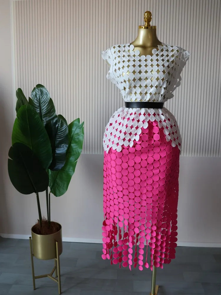 Women Cutout O-neck Crop Top and Bodycon Maxi Skirt Set