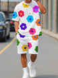 Men's Casual Hawaiian Print T-Shirt and Shorts Set