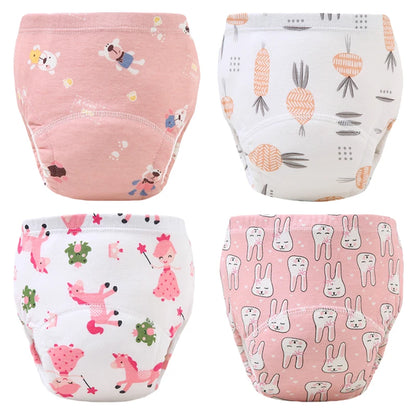 4PCS Reusable Cotton Baby Diapers for Potty Training