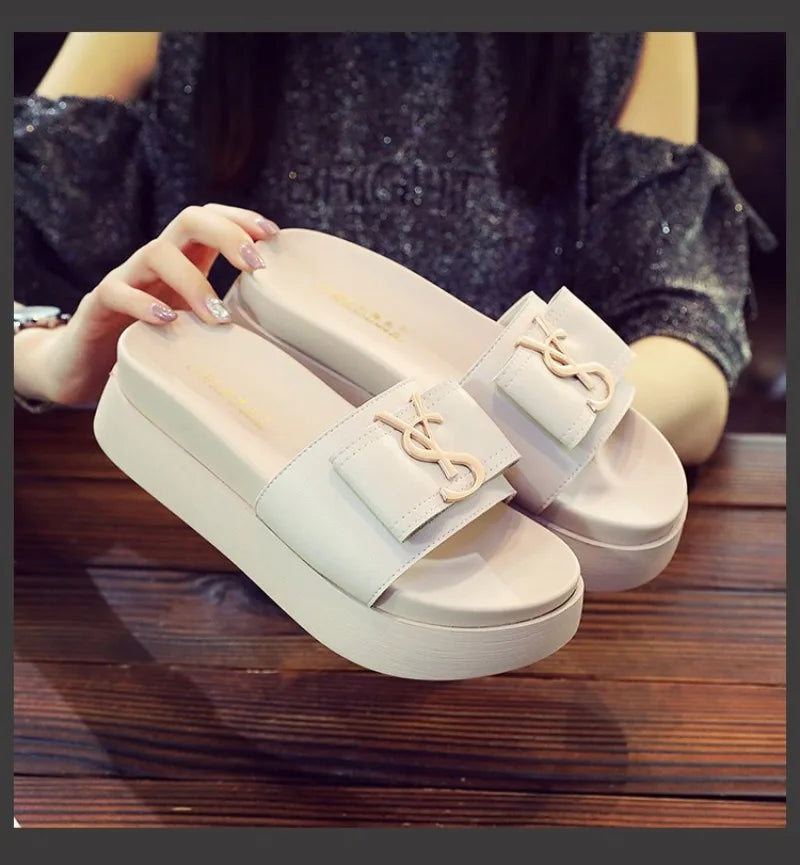 Women's Casual Leather Sandals with Thick Bottom