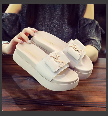 Women's Casual Leather Sandals with Thick Bottom