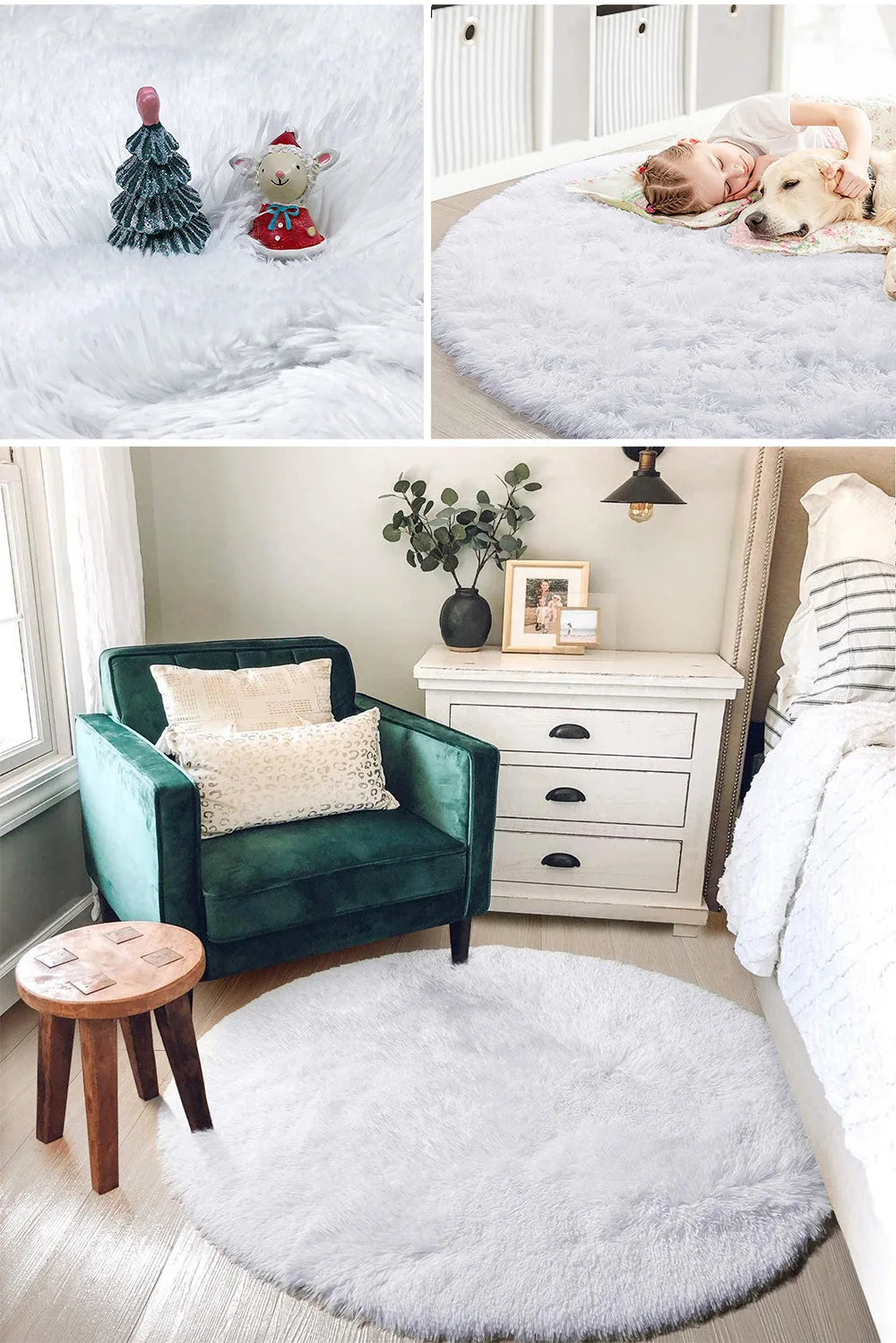 Round Plush Shag Carpet for Kids Room Decor