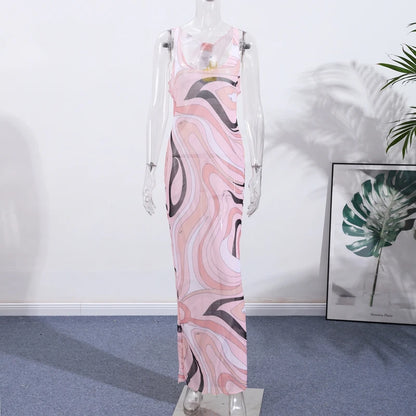 Sheer Mesh Bodycon Maxi Dress for Women