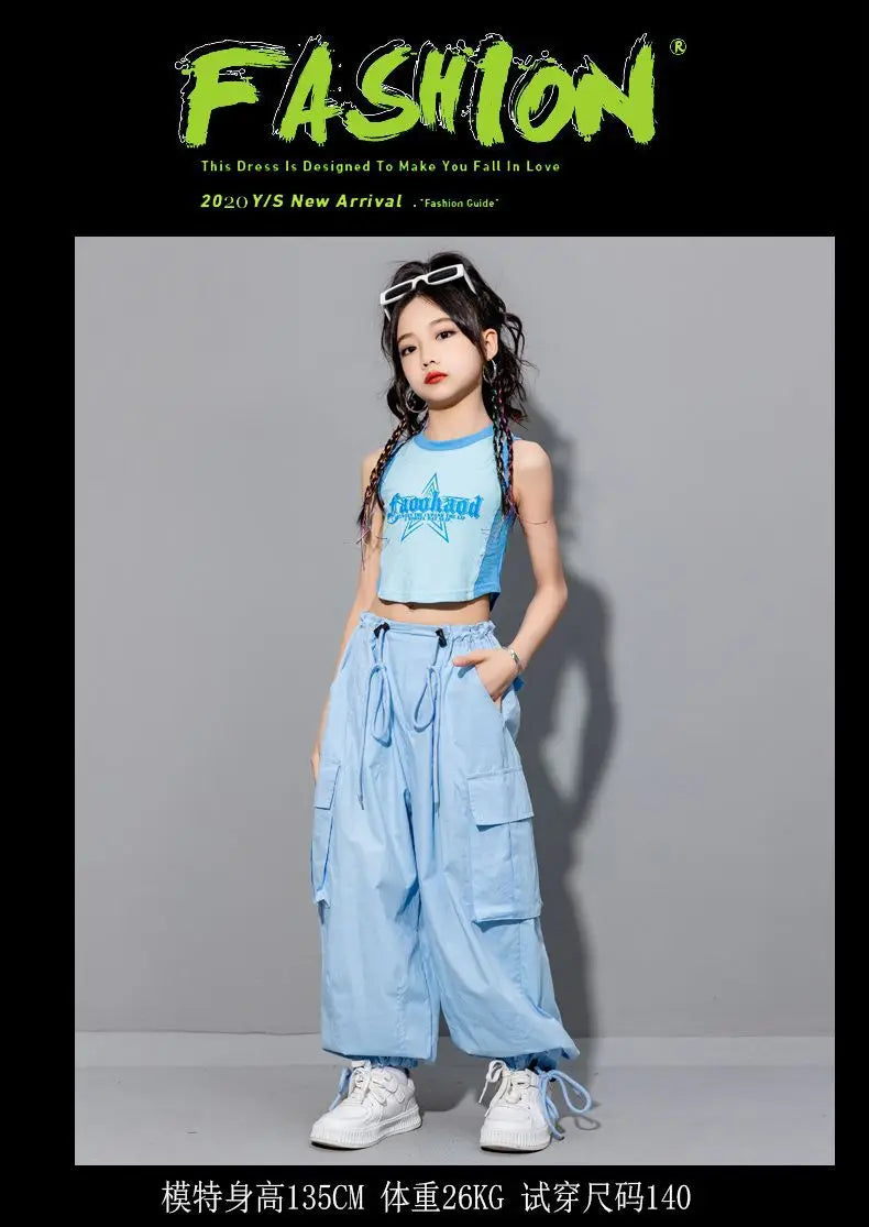 Girls Loose Cargo Pants with Belt for Daily Wear