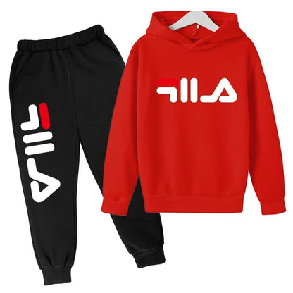 Kids Casual Sports Hoodie and Pants Set Polyester
