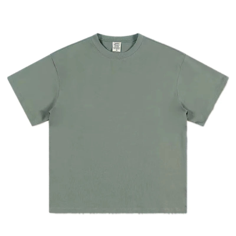 Black White Cotton T-Shirt Heavy-Duty Short Sleeves
