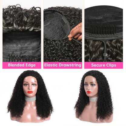 Kinky Curly Half Wig 250 Density Human Hair 26 Inch