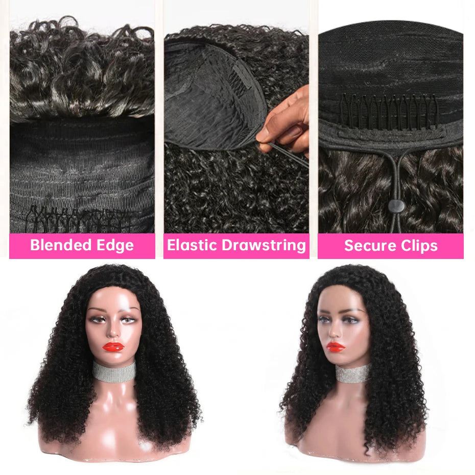 Kinky Curly Half Wig 250 Density Human Hair 26 Inch