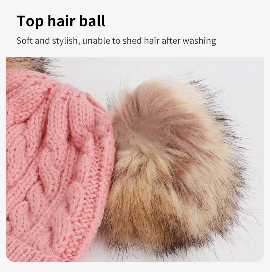 Cute Wool Pompom Baby Hat for Kids