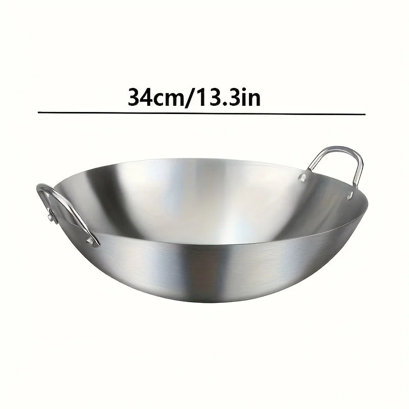 Large Stainless Steel Wok with Dual Handles 30cm