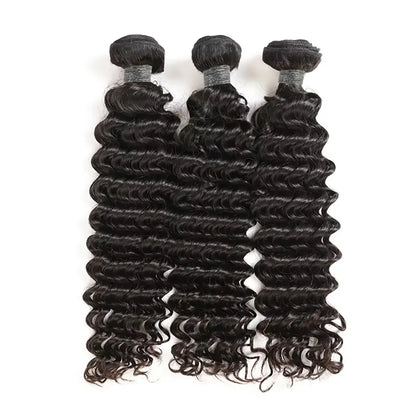 40 Inch Deep Wave Brazilian Human Hair Extensions Natural Black