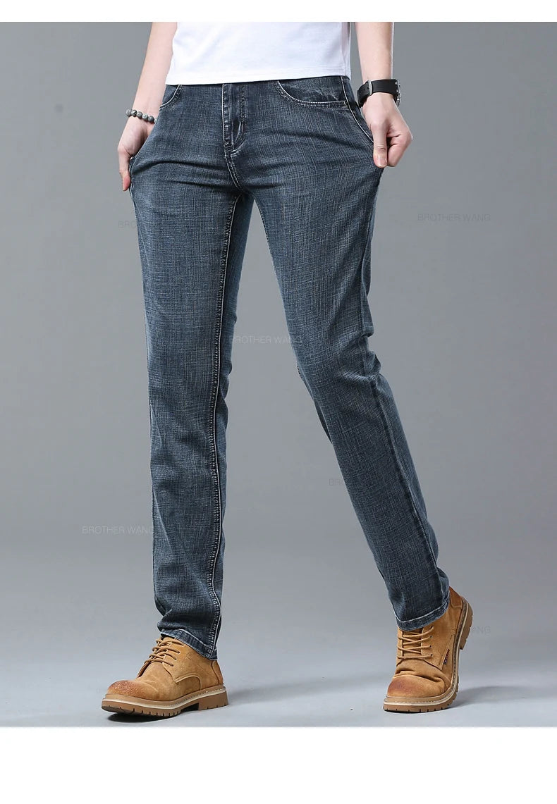 Light Blue Slim Jeans for Men in Stretch Denim