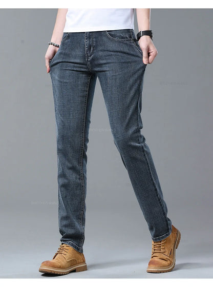 Light Blue Slim Jeans for Men in Stretch Denim