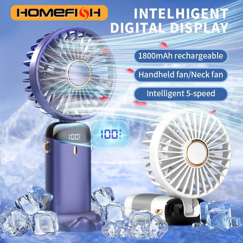Portable Rechargeable Handheld Fan with LED Display