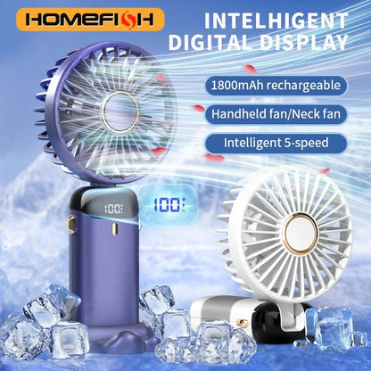 Portable Rechargeable Handheld Fan with LED Display