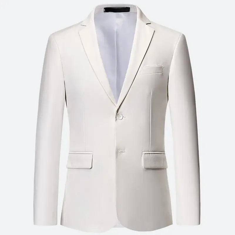 Men's White Formal Suit Jacket with Long Sleeves