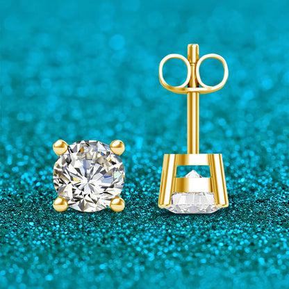 18k Gold Moissanite Stud Earrings for Women