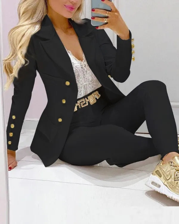Paisley Butterfly Blazer Suit and Pants Set for Women
