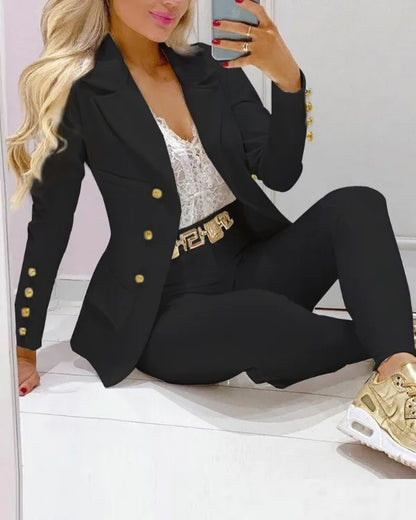Paisley Butterfly Blazer Suit and Pants Set for Women