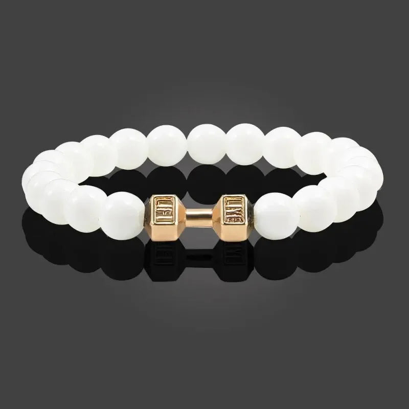 Natural Black Volcanic Lava Stone Dumbbell Bracelet