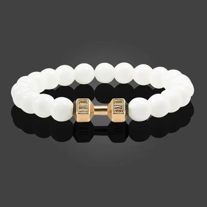 Natural Black Volcanic Lava Stone Dumbbell Bracelet
