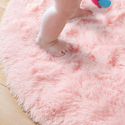 Round Plush Shag Carpet for Kids Room Decor