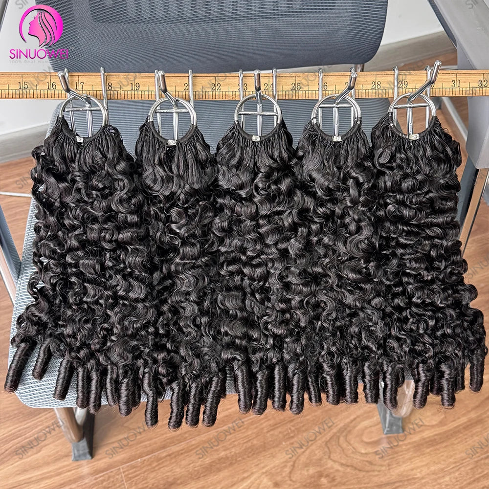 Burmese Curly Human Hair Feather Crochet Extensions