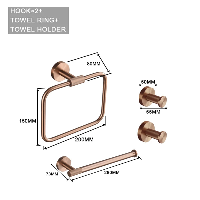 Brushed Rose Gold Metal Bath Hardware Set