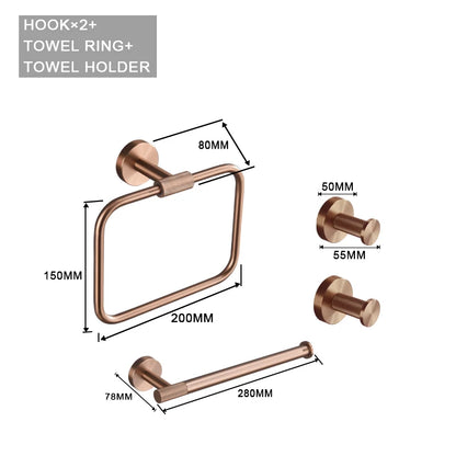 Brushed Rose Gold Metal Bath Hardware Set