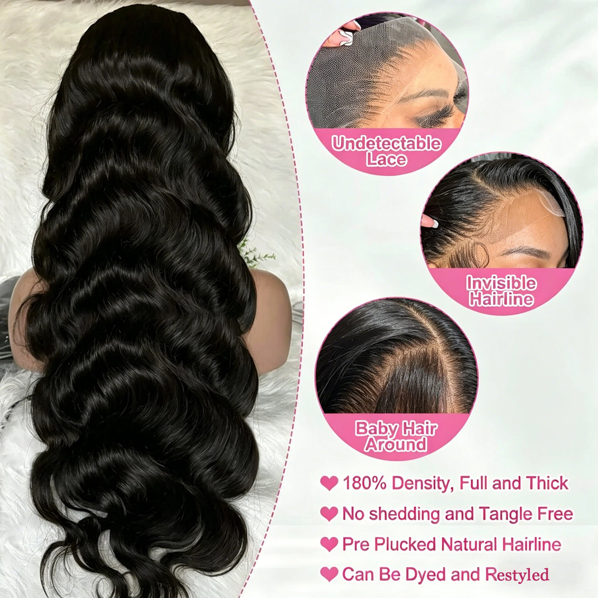 Brazilian Body Wave Virgin Human Hair Wig 360 Lace Frontal