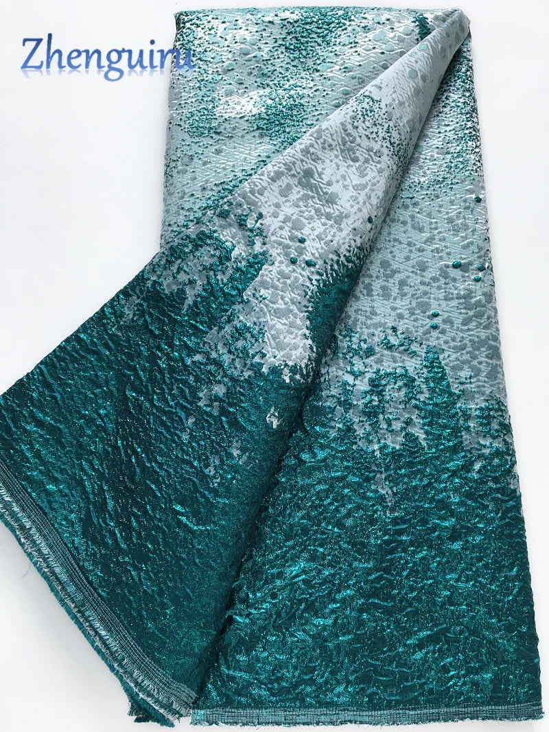 Nigerian Jacquard Brocade Lace Fabric 5 Yards