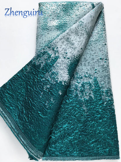 Nigerian Jacquard Brocade Lace Fabric 5 Yards