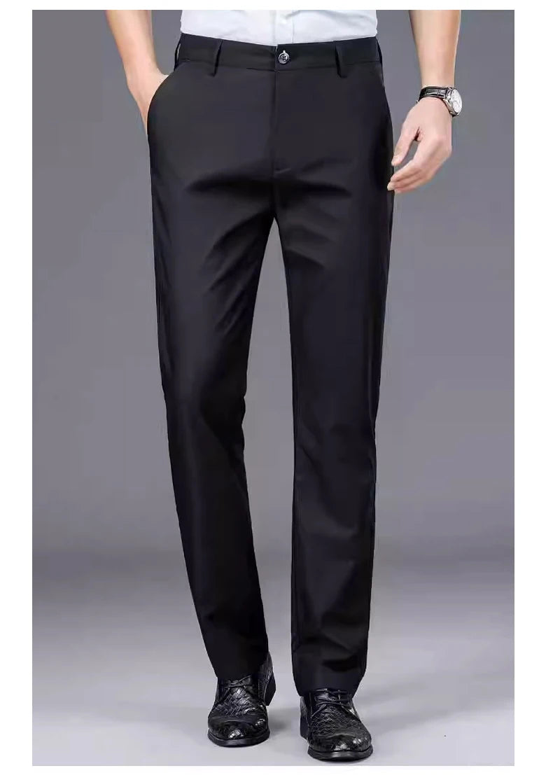 Black Stretch Smart Casual Men's Trousers