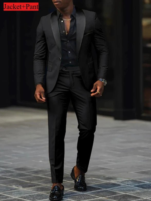 Men Slim Fit Tuxedo Suit for Weddings and Parties