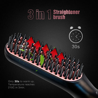 Men's Electric Beard Straightener Brush Wet and Dry Styler