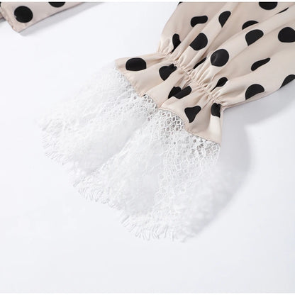 Elegant Satin Polka Dot Maxi Dress for Women