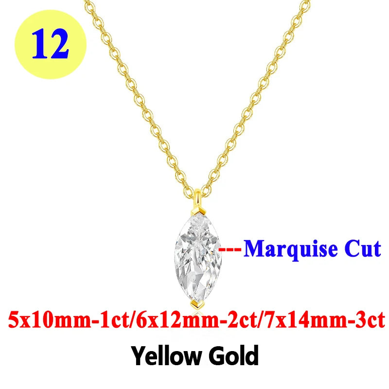 Moissanite Pendant Necklace 18K Gold Plated Women
